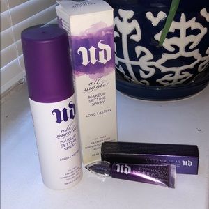 Urban Decay setting spray and eyeshadow primer.